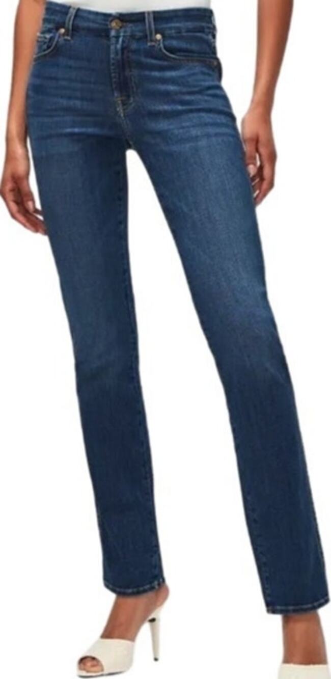 7 For All Mankind Kimmie Straight Leg Jeans Mid Rise Denim Medium Wash Blue 26